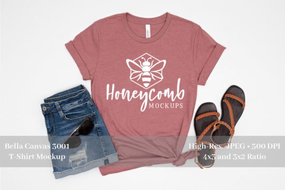Bella Canvas 3001 Heather Mauve Mockup: T-Shirts & Graphics