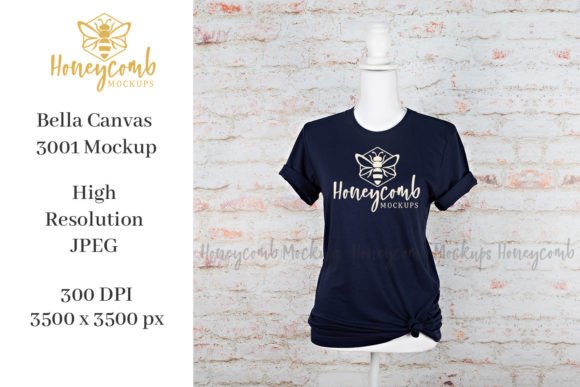 Bella Canvas 3001 Navy Mockup for T-Shirts Graphics