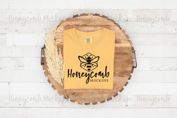 Comfort Colors 1717 Mustard Mockup for Graphics and T-Shirts
