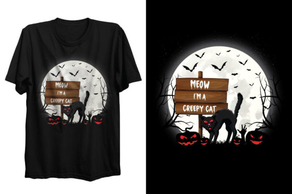 Creepy Cat Graphics for T-Shirt Designs