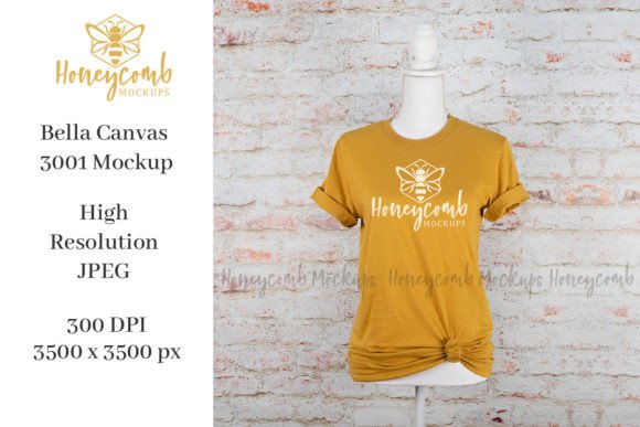 Graphics for T-Shirts: Bella Canvas 3001 Mustard Mockup