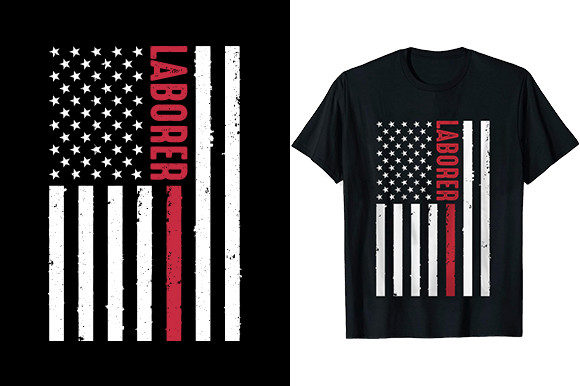 Laborer American Flag T-Shirt Design Graphics