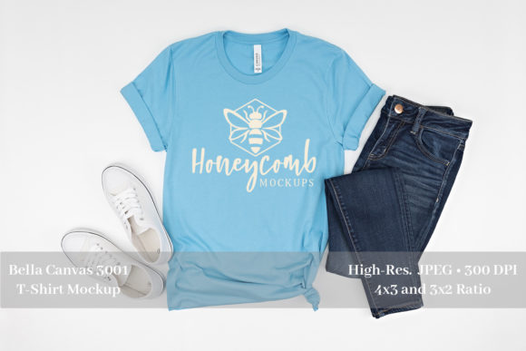 Ocean Blue 3001 Flat Lay Shirt Graphics for T-Shirts