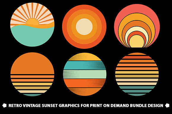 Retro Sunset Graphics for T-Shirt Designs