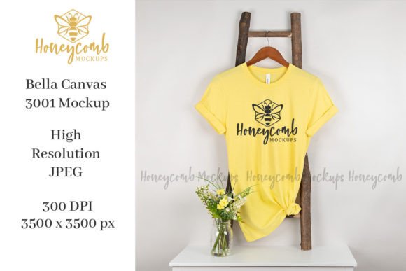 Review: Hanging Bella Canvas Yellow 3001 Mockup