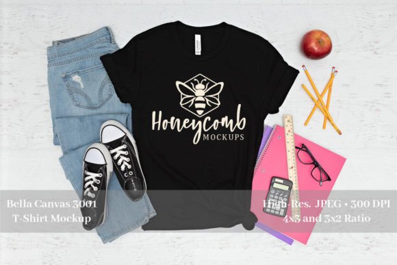 Teacher Mockup: Black Bella Canvas 3001 Graphics for T-Shirts