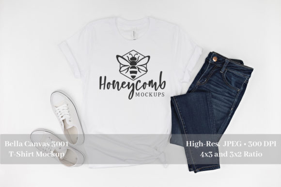 White Bella Canvas 3001 Flat Lay: Graphics for T-Shirts